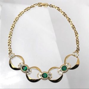 RARE VTG 70S GIVENCHY GREEN CRYSTAL NECKLACE